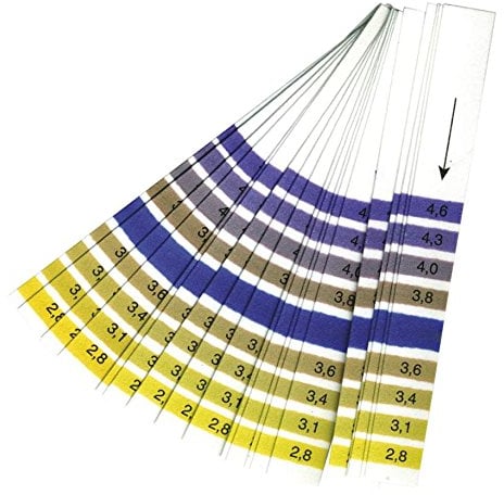 pH Teststreifen 2.8-4.6 (20 St) für Saft, Wein, Bier, Milch, Urin, Speichel, Wasser, Pools, Aquarien, Kombucha - Made in Europe