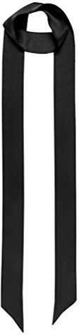 SilRiver Women's 100% Silk Skinny Scarf, Necktie, Sash Tie,Headdress, Fashion Accessories (2.4x70 inches, Black)