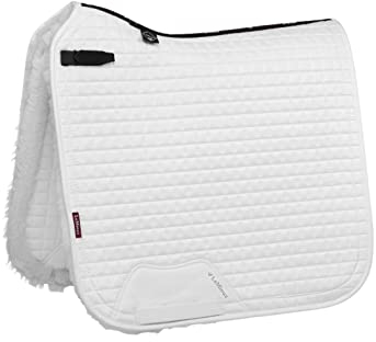 LeMieux Merino+ Sensitive Dressage Square Lammfell Dressur-Sattelunterlage, Weiß/Natur, L