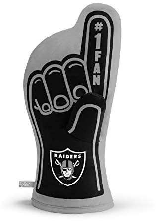 YouTheFan Las Vegas Raiders #1 Oven Mitt - Black Cotton, 13.25 x 6.5 - Officially Licensed Team-Branded Oven Mitt