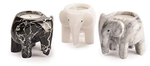 Fossil Gift Shop - Marmor-Elefanten-Kerzenhalter, Monochrom-Kollektion