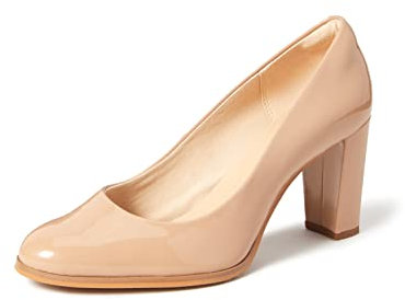 Clarks Women's Kaylin Cara Closed Toe Pumps, Beige Praline Patent Praline Patent, 7 UK