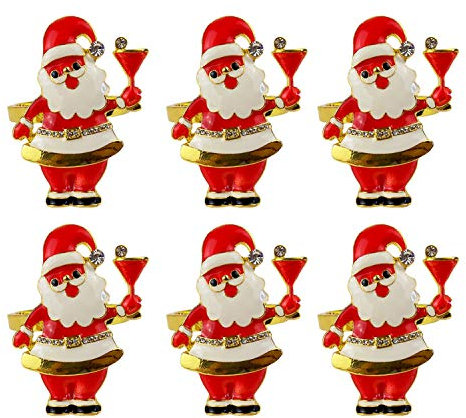 Xmas Serviettenringe 6er Set, Weihnachtsmann Serviettenring für Hochzeit, Erntedankfest, Familientreffen, Geburtstag und Dinnerparty (Weihnachtsmann)