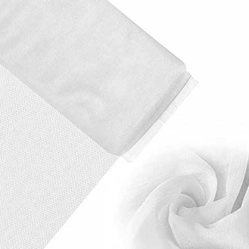 Handi Stitch Breite Tüll Stoff Rolle Weiß – 275 cm Breit x 18 m Lang - Tüllstoff Weiss Polyester Tüll Meterware für Geburtstag, Party Tüll, Geschenk Tüll, Hochzeit, Tutu Rock, Deko, Nähen, Bastel Tüll