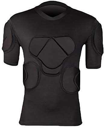 QIKEGooods Sports Gepolsterte Kompression Tops Kurzarm Guard Schutzhemd Schulter Rippe Brustschutz für Outdoor Fußball Basketball Paintball Rugby