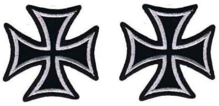 Eisernes Kreuz, Malteserkreuz, weiß auf schwarz, 7,6 cm – Motorrad Malteser, Bügeln/Aufnähen – Motorrad Biker Weste Jacke