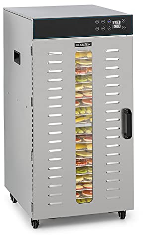 KLARSTEIN Master Jerky 300 Pro - Disidratatore Professionale, 20 Ripiani, 2000 W, Capacità: 3,04 m², Termostato: 40-90 °C, 25 kg Frutta/Verdure, Alloggiamento in Acciaio Inox