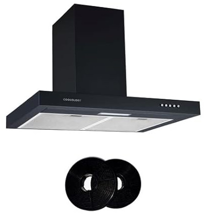 Cookology TSH601BK/A 60cm Kitchen Chimney cooker hood extractor fan with CF150 Filters - In Black