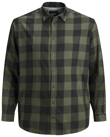 Jack & Jones Homme Jjegingham en Sergé L/S Ps Noos Chemise, Vert Olive, 6XL Grande taille EU