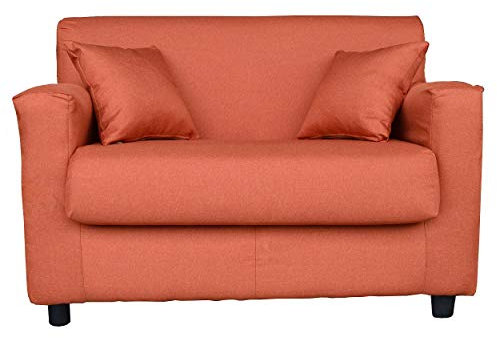 Liberoshopping Divano sfoderabile 2 posti in tessuto imbottito con braccioli larghezza 124 cm (Arancio)