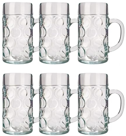 Verre a Biere, Chope de bière Lot de 6, ISAR - 1 Litre