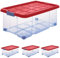 ARTECSIS 4 Aufbewahrungsboxen aus Plastik mit Deckel 60x40x25 cm Eurobox Drehstapelbox stapelbar nestbar 45L