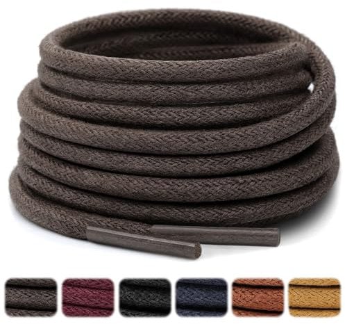 Stepace Cordones Redondos Encerados [2 Pares] Cordones Duraderos para Zapatos de Vestir y de Diario, Longitud 66-135cm Dark Brown-106
