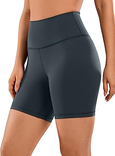 CRZ YOGA Naked Feeling Damen Radlerhose Blickdicht Hohe Taille Kurze Sporthose Yoga Sommer Shorts für Gym Sport - 15cm Melanit 38
