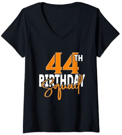 Damen Matching-Gruppe für Squad zum 44. Geburtstag T-Shirt mit V-Ausschnitt