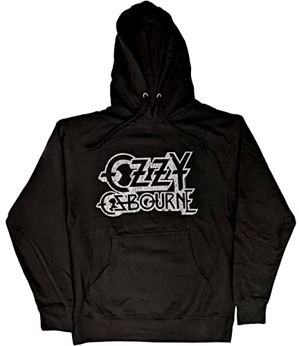 Ozzy Osbourne Kapuzenpullover Vintage Band Logo Nue offiziell Herren Schwarz S
