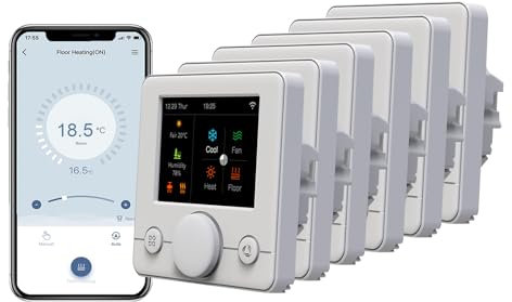 Qiumi Termostato WiFi inteligente LCD RGB pantalla LCD colorida, calefacción eléctrica de 16 A compatible con Alexa Google Home, 95 ~ 240 V CA