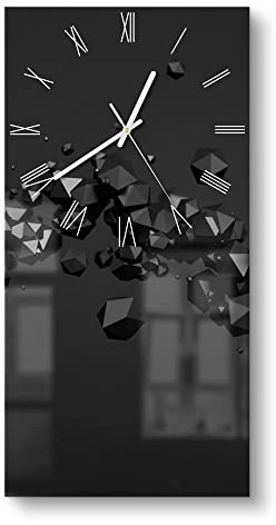 DEQORI Glasuhr | horizontal 30x60 cm | Motiv Geometrische Kometen | große XXL Design Uhr aus Glas | leise Wanduhr für Wohnzimmer & Küche | moderne Hingucker Uhr für die Wand
