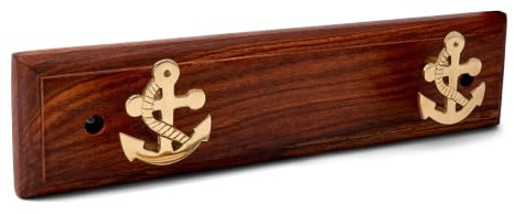 NKlaus Kleiderhaken Hakenleiste Anker 2-fach Messing, maritim, 1 Stück