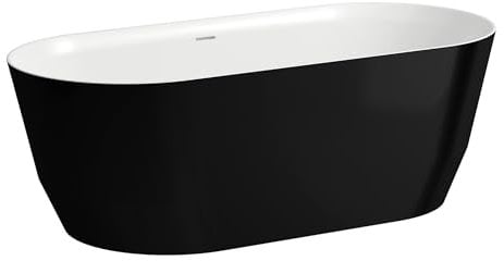 LAUFEN PRO Badewanne freistehend, Marbond, 1650x750x550mm, H2399520640001, Farbe: außen schwarz/innen weiß