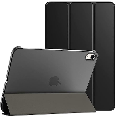 PROTech Hülle für iPad 10. Generation 2022, Slim Stand Cover für iPad 10th Gen 10.9 Zoll, unterstützt Touch ID, Auto Wake/Sleep Smart Shell mit durchscheinender Rückseite (schwarz)