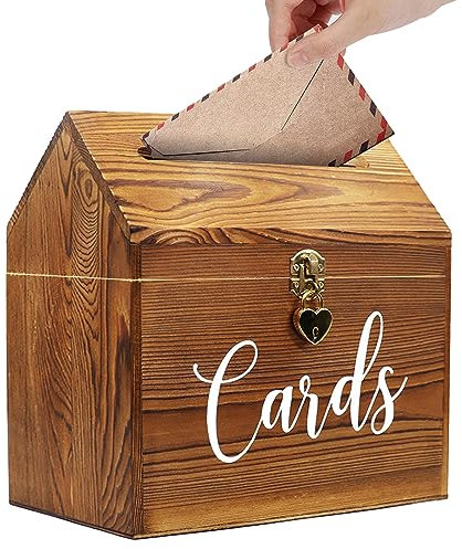 Prounion Vintage Large Wedding Card Box With Heart Lock - Reception Gift Holder, Big Envelope Box With Lid for Party