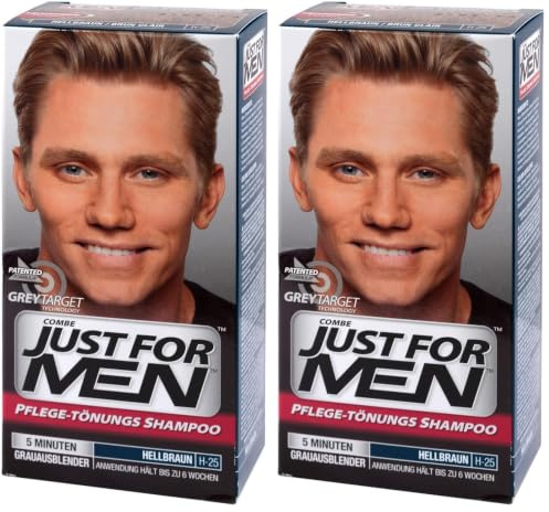 Just For Men Original Formula Light Brown Hair Dye, Targets Only The Grey Hairs, Restoring The Original Colour For a Natural Look – H25 (Pack of 2)