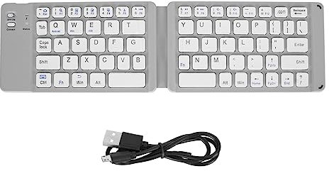 Jectse Clavier Pliable Bluetooth Pleine Taille Ultra Fin avec Câble USB, Clavier Portable sans Fil pour Ordinateur Portable, Tablette, Smartphone (Noir)