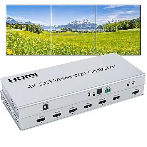 2x3 Video Wall Controller | 4K@30Hz | Edge Masking,1 HDMI Input & 6 HDMI Outputs,1x1,1x2,1x3,1x4,1x5,1x6,2x1,2x2,2x3,3x1,3x2,4x1,5x1,6x1 IR Control,Plug & Play