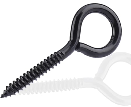 MOGADEE® Lot de 4 vis à œillets en acier inoxydable noir, œillets à visser M8 100 mm, vis à anneau, crochets pour crochets, crochets à vis, crochets à œillets, pour hamacs, auvents, fauteuils