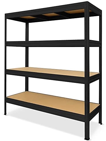 HEMMDAL Schwerlastregal Typ XL - Schwarz - 2.000 kg Tragkraft - HxBxT 177 x 180 x 60 cm - Steckregal mit 4 Böden - 500 kg Fachlast - Made in EU - stabiles Metallregal - Lagerregal - Werkstattregal