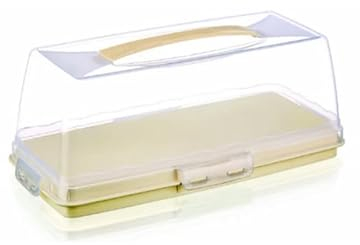 Bread Box With Clear Lid and Handle - Plastic Keeper for Loaf Cake, Banana, Pumpkin Bread, Pastry - Rectangular Container for Carrying and Storing (Brown, BPA-Free)