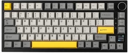 EPOMAKER Ajazz AK820 Pro Gasket Mechanische Tastatur mit Kabel/Bluetooth/kabellos, TFT Bildschirm, beleuchtet RGB, Schalldümpfende Foam für Win/Mac/PC (Grey, Ajazz Flying Fish Switch)