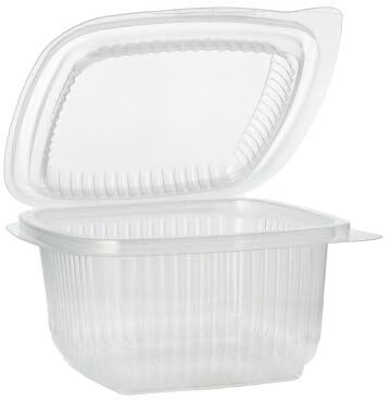 1000 Verpackungsbecher mit Klappdeckeln, PP rechteckig 375 ml 6,2 cm x 11,5 cm x 12 cm transparent