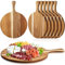 Sliner 6 Pcs Acacia Wood Round Cutting Board Bulk 0.6 Inch Thick Charcuterie Board with Handle Large Wooden Chopping Paddle for Cutting Pizza Cheese Meat Fruit(12 x 16 Inch)