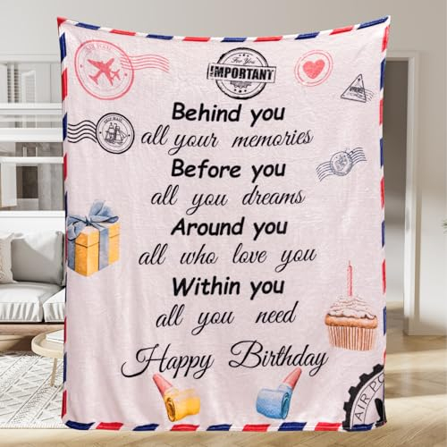 Wenosda Letters Fun Blanket, Geburtstagsgeschenke von Tochter Sohn Freunde für Frauen Mann weicher Plüsch kuschelige Wurfdecke zur Familie personalisierte Flanelldecken 150 * 130cm