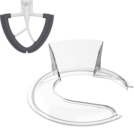 Pouring Shield & Flex Edge Schlägel für Kitchenaid Mixer, geeignet für KitchenAid 4,5 ~ 5QT Mixerschüssel (Edelstahl, Glas, Keramik), als Küchenhelferzubehör und Aufsätze von Fgreeble