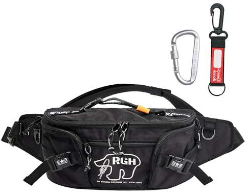 Rough Enough Taktische Bauchtasche für Herren, 5 l Fassungsvermögen, wasserabweisendes Cordura, mit YKK-Reißverschluss und verstellbarem Gurt, für Angeln, Wandern, Jagd, Reisen, Schwarz