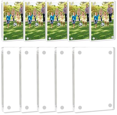 Wowlela 10Pack Acrylic Fridge Magnetic Frame, Acrylic Photo Picture Frames,Double Sided Clear Fridge Magnetic Photo Magnetic Picture Display Frame for Film Photos Cards Stamp,6 x 9cm