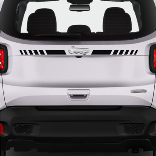 Kit Adesivi strisce stripe striscia posteriore dietro portellone 4x4 stella Fuoristrada Jee Renegade auto Decal c.2305 (070 Nero)