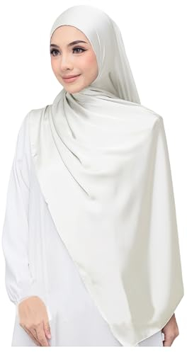 Lina & Lily Luxus-Satin Hijab Kopftuch Schal für Muslimische Frauen Extra Langer (Elfenbein)
