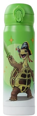AWAVE Die Schule der Magischen Tiere Edelstahl Trinkflasche Kinder 380 ml Grün Henrietta Wasserflasche Kohlensäure geeignet Auslaufsicher Thermosflasche Einhandöffnung, für Schule Kindergarten Reisen