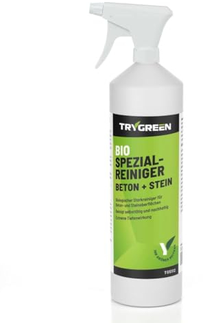 Spezialreiniger Beton + Stein inkl. Sprüher - Betonreiniger & Ölfleckenentferner für Beton, Steinoberflächen und Mauerwerk (1 Liter, Sprühflasche)