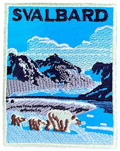 Generic Svalbard Norwegen Patch (8,9 cm) Aufbügler / Aufnähen Abzeichen Spitzbergen Island Reise Souvenir Emblem Eisbär Wappen Rucksack Geschenk Patches groß