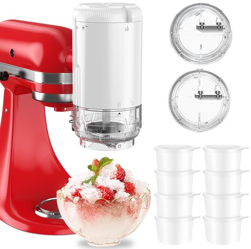 Accessoire de glace rasée pour batteurs KitchenAid avec 8 moules à glace, accessoire rasoir à glace, embout cône de neige avec lames grossières et fines