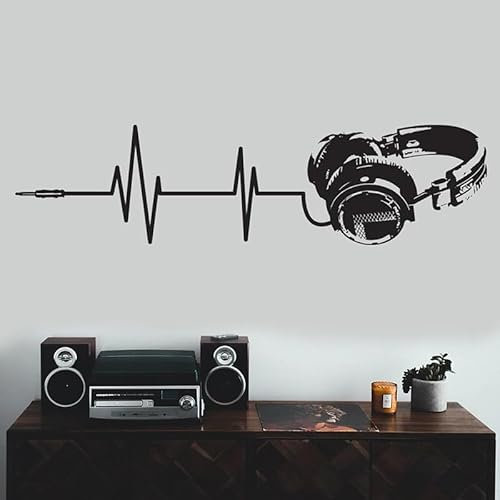 Vinyl Wandaufkleber Musik Kunst Dj Wetterfest Aufkleber Silhouette Dekor Wandbild Aufkleber für Teenager Zimmer 108x28cm
