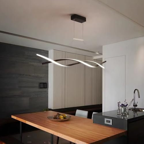 Deliouay Lampe à suspension LED moderne salle à manger, lampe à suspension de salon dimmable LED moderne avec télécommande, lampe à suspension de bureau de cuisine salle à manger (noir, 80 cm)