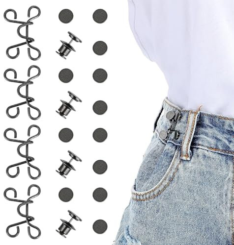 Bouton Pantalon a Clipser,4pc Pince pour Pantalon Trop Large,Serre Taille Pantalon,Boutons de Taille Réglables,Pour serrer le pantalon