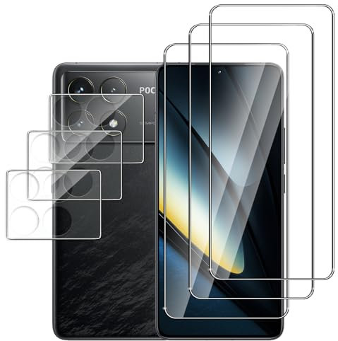 QZJinch 3+3 Piezas,Protector Pantalla para Xiaomi Poco F6 Pro 5G,Cristal templado Antiarañazos,Bordes curvos 2.5D,Dureza 9H,Ultra Transparente,Anticaída,Antihuellas,Sin Burbujas