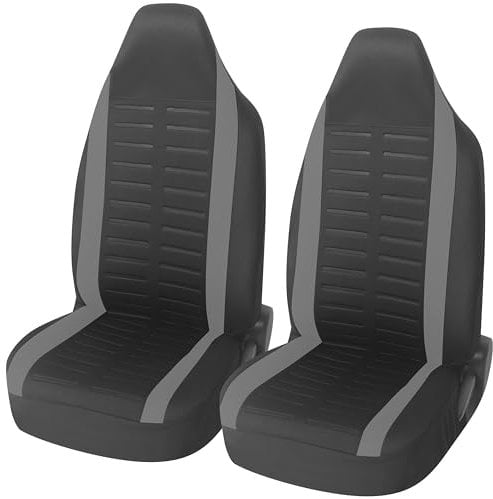 Upgrade4cars Autositzbezüge Set für Pilotensitze | Autositzbezug für die Vordersitze in Grau | Autoschonbezüge Universal mit integrierter Kopfstütze | Autozubehör Innenraum Deko